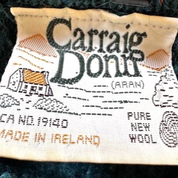Carraig Donna Pure Wool Cable Knit Irish Aran Sweater Cabin Cottagecore - Picture 9 of 9